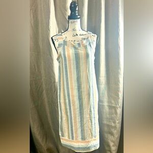 Forcynthia Striped Linen Blend Dress Womens M Sleeveless